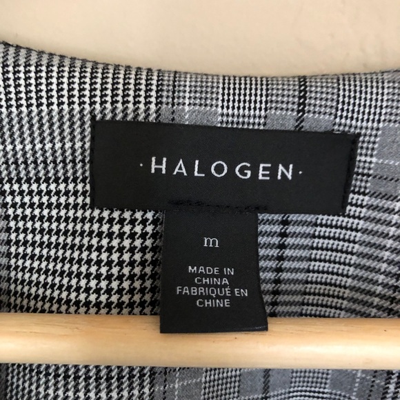 Halogen grey plaid ballon sleeve wrap shirt - Picture 7 of 9